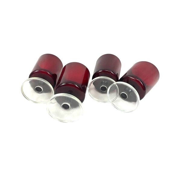 Vintage French Luminarc Ruby Red Wine Glasses Cranberry Glass Set Of Four Vintag - Picture 7 of 7